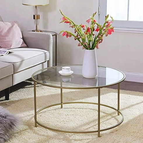 Журнальний столик Leobert Oskar круглий з скляною стільницею золото Киев - изображение 6