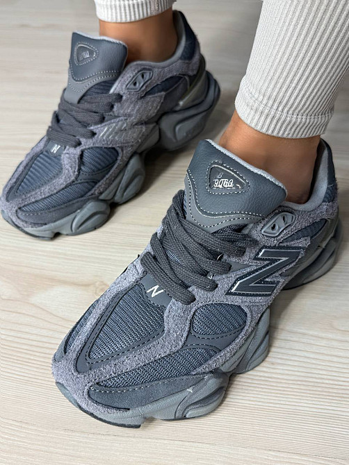 Кросівки жіночі і чоловічі NB 9060-5 замша з сіткою потерті унісекс сірі, 40, 25 см Київ - фото 17