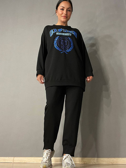 Костюм женский LSK 6011-5539 свитшот с вышивкой Oxford и джогерами черный, черный, L Киев - изображение 1