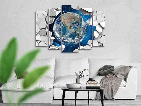 Модульна картина у вітальню / спальню Космос Планета Земля Art-438_5 ( 80х118см ) Київ