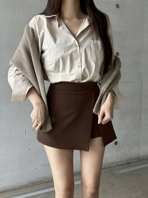 Базова жіноча спідниця-шорти костюмка люкс Шоколад, 44/46 Одеса - фото 5