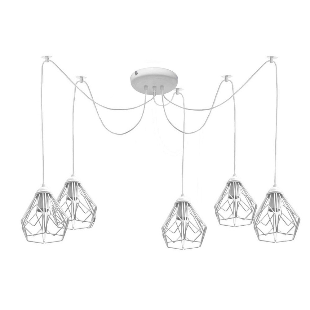 Подвесная люстра паук лофт 5 ламп Е27 белая Milan NL 538-5 W Одесса - изображение 2