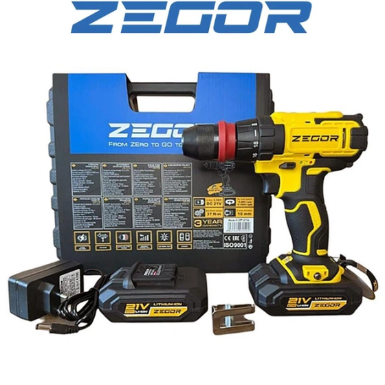 Акумуляторний шуруповерт ZEGOR CDP-21Q DFR знімний патрон (акум 2шт-21V 2.0Ah і зарядка) Київ