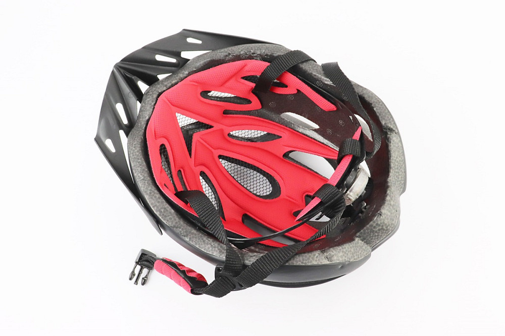 Шолом велосипедний L+ліхтар задній, знімний козирок, 19 вент. отворів, чорний матовий Київ - фото 3