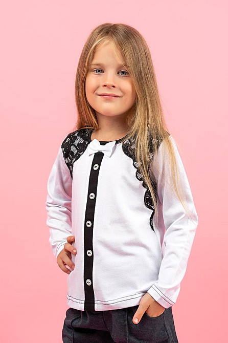 Блуза для девочки, белая топ Крохатушка одяг 122 Киев - изображение 1