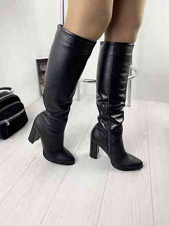 Nivelle Чоботи жіночі демісезонні весна-осінь на підборах чорні з натуральної шкіри р. 37-39 (8 Коломия