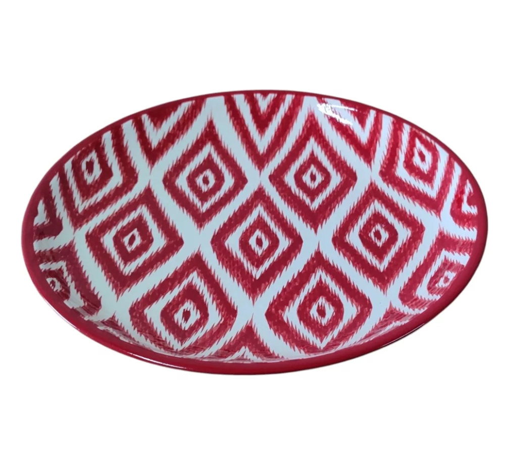 Лягана тарілка ручної роботи 32 см з червоним малюнком Вінниця - фото 2