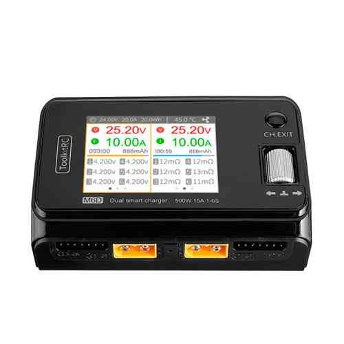 Зарядное устройство ToolkitRC M6D 2 канала 500 Вт 15 А для LiPo, LiHV, Li-ion, NiMh, Pb аккумуляторов 1-6S Киев