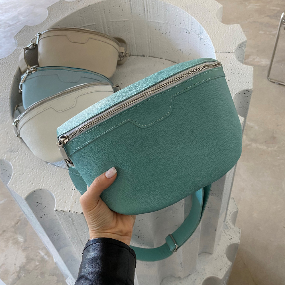 Модна шкіряна бананка, стильна жіноча сумочка на груди, жіноча бірюзаMasterSem Київ - фото 2