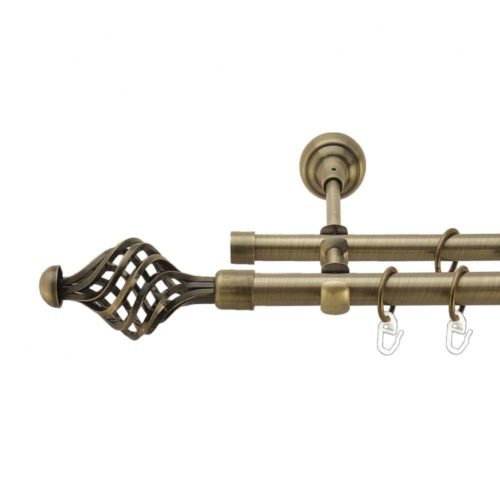 Карниз Orvit Арезо металевий дворядний відкритий гладка труба кільце металеве Антик 19\16 мм 200 см (4003778) Львів - фото 1