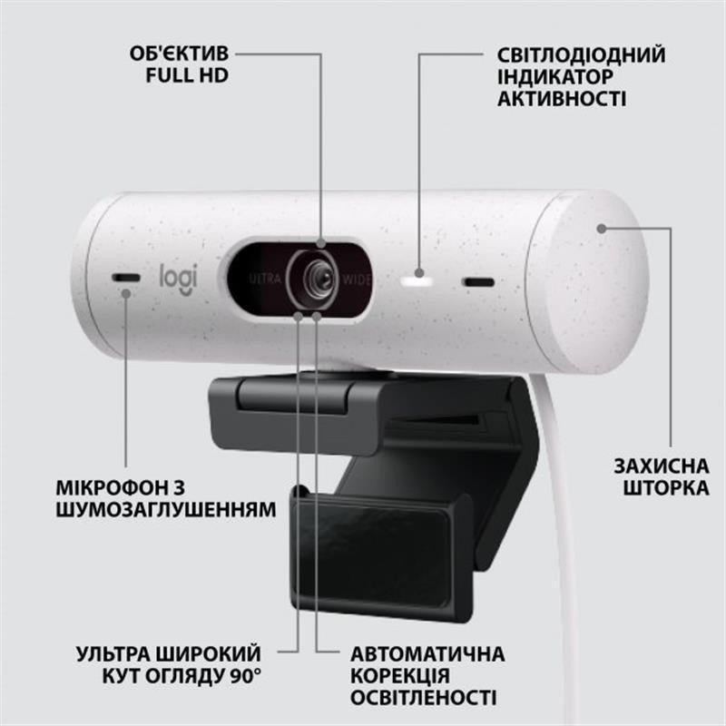 Веб-камера Logitech Brio 500 White (960-001428) Білий Харків - фото 5