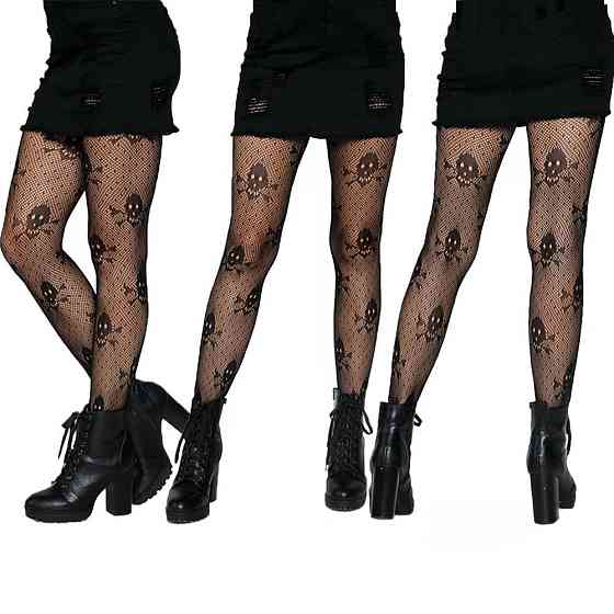 Колготы на хелловин с черепами женские one size черный Киев