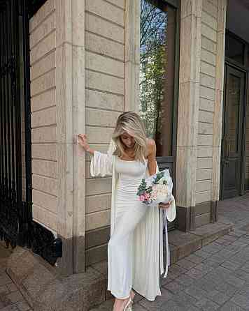 Жіночий базовий костюм-двійка: плаття + кардиган турецька віскоза Молочний, 46/48 Одеса