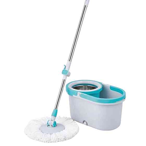 Комплект швабра з відром і віджимом, телескопічна ручка, мікрофібра для підлоги, набір для прибирання HP-35015-1 Київ