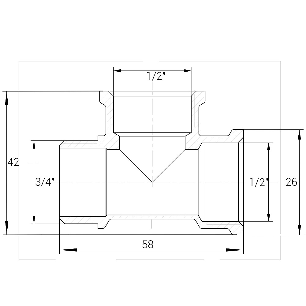 Трійник редукційний 3/4″х1/2″х1/2″ЗВВ латунний A0225А Тернопіль - фото 2