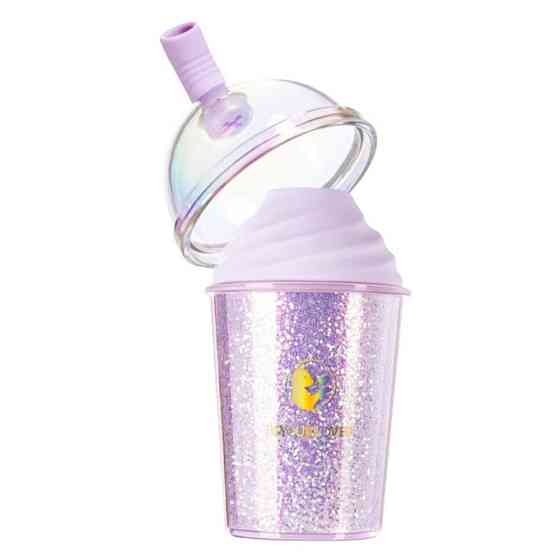 Вакуумний стимулятор у формі стаканчика з трубочкою BeYourLover Joy Cup сяючий бузковий, 9.1 см х 4.6 см Sex Aura Київ