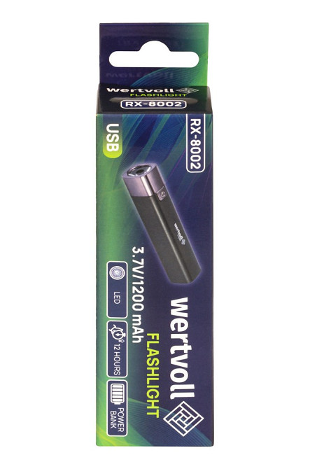 WERTVOLL Ліхтар WERTVOLL 3 режими LED Li-ion 1200 mAh/t 7000 K/80 lum powerbank ABS 122х25 мм B Коломия - фото 8