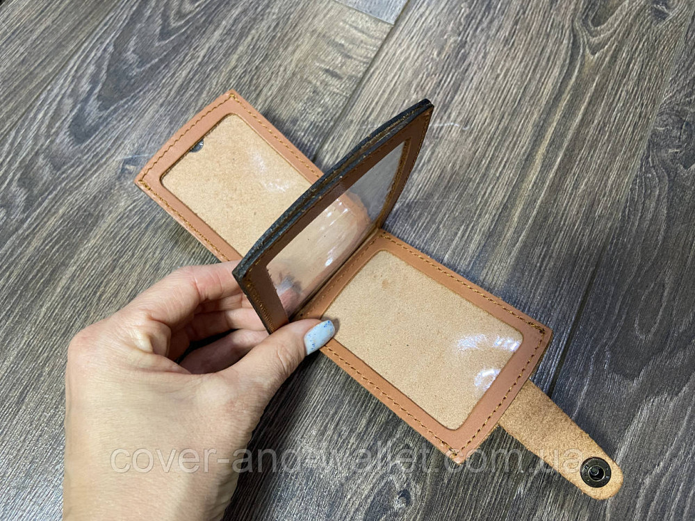 Шкіряна обкладинка для пенсійного посвідчення та прав на кнопці Puos Київ - фото 4