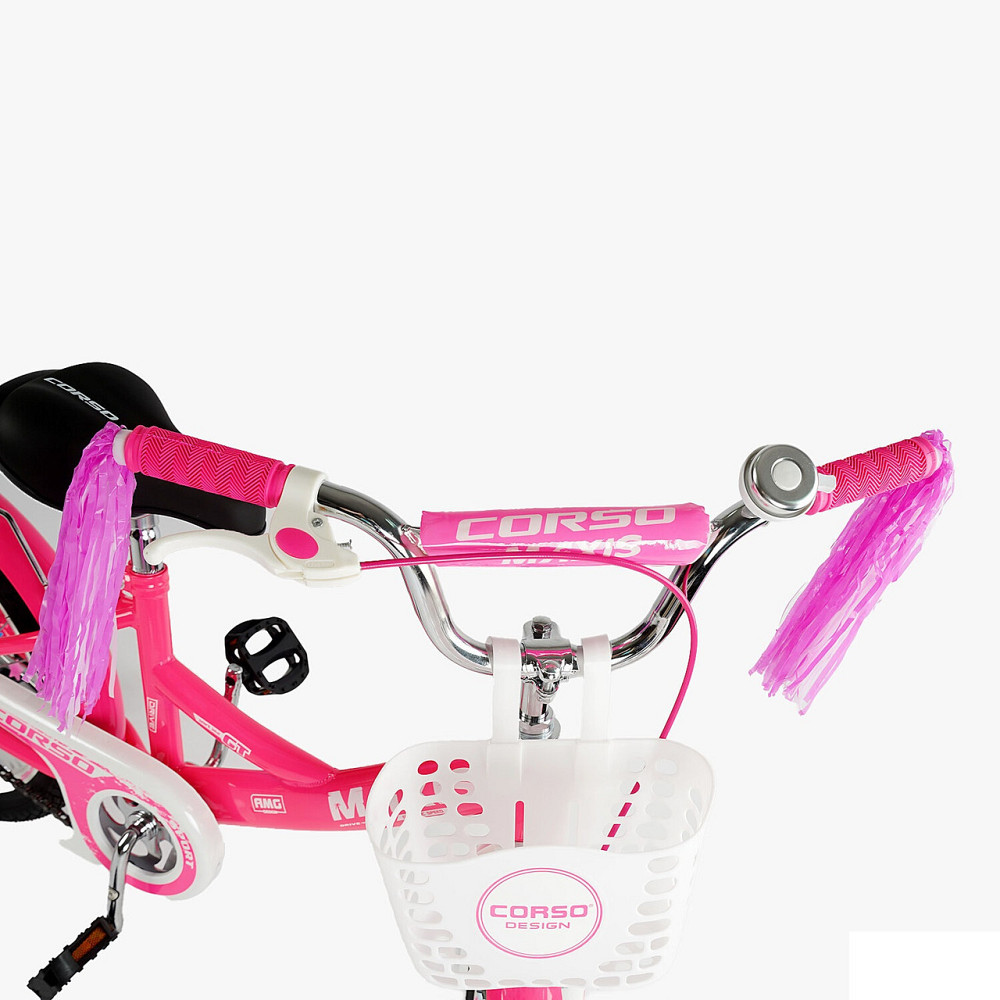Велосипед 2-х колісний CORSO MAXIS 16 дюймів ручне гальмо кошик сидіння з ручкою додаткові колеса Рожевий (CL-16113) Чернігів - фото 4