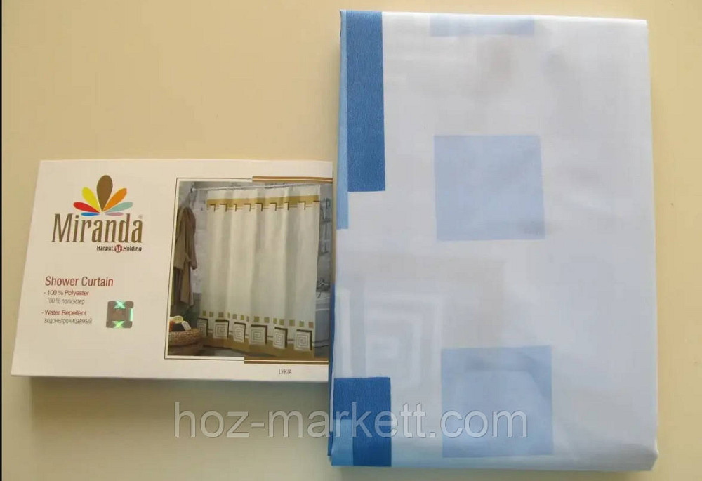 Шторка для душа Miranda Lykia голубая 180 х 200 см Харьков - изображение 4