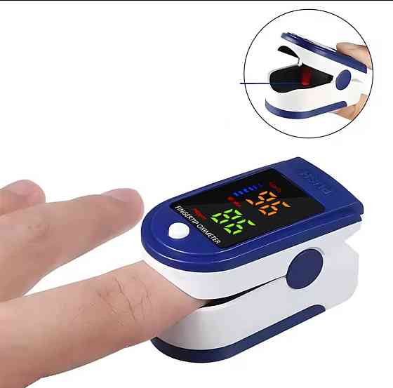 Пульсоксиметр на палец для измерения пульса цветной дисплей синий Киев