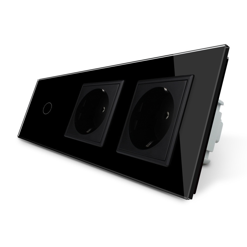 LIVOLO Розумний сенсорний прохідний/перехресний вимикач 1 сенсор 2 розетки Livolo чорний скло ( Коломия - фото 8