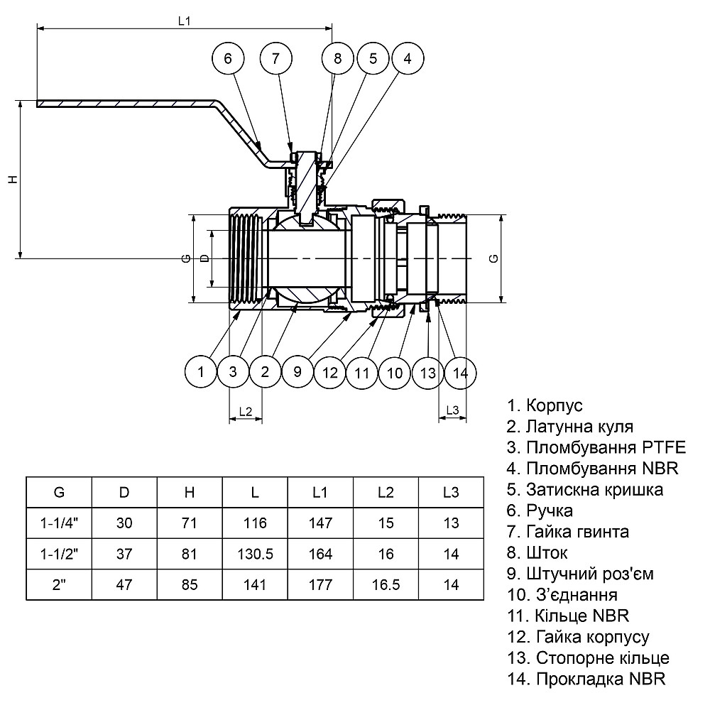 Кран кульовий з американкою Q PROFESSIONAL QP003 PN40 2″ Луцк - изображение 3