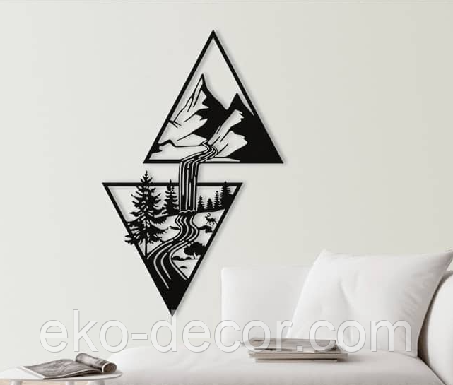 Декоративное настенное Панно «Водопад» Декор на стену 110*70 см, Черный Киев - изображение 2