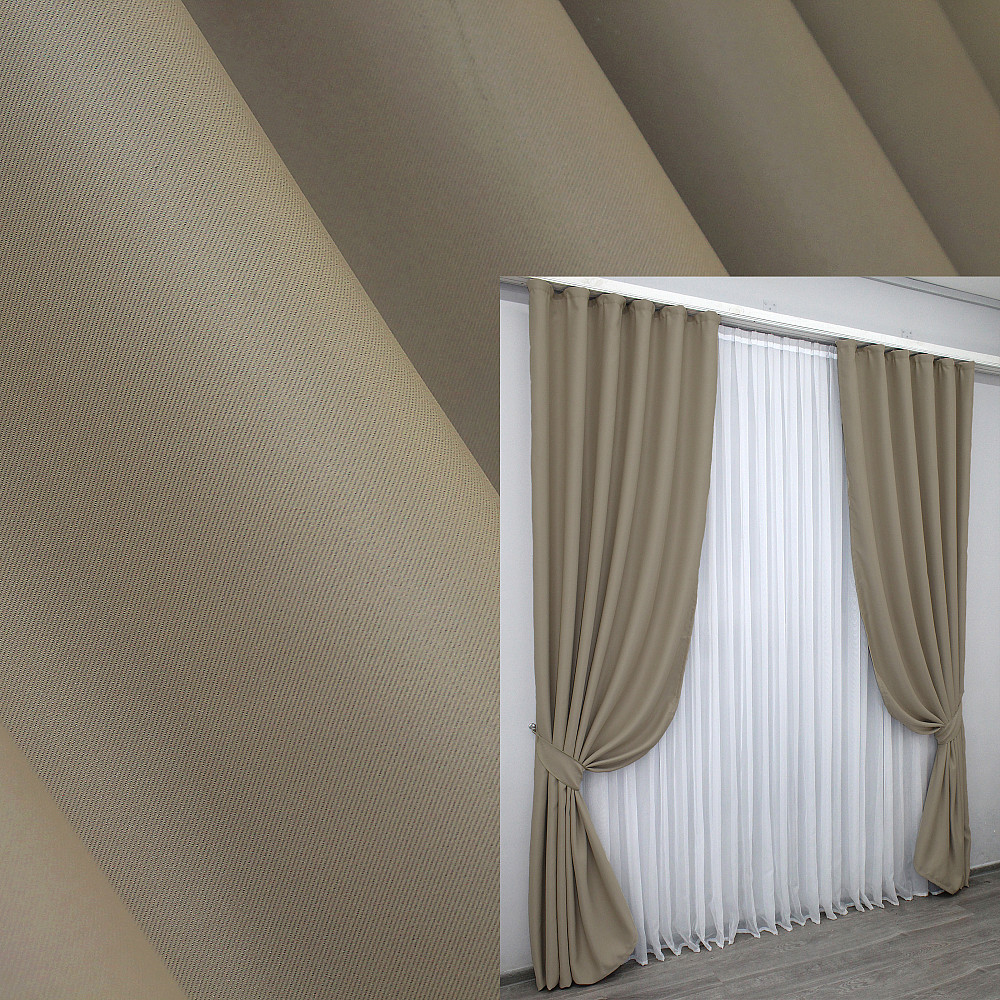 Комплект готових штор VR-Textil Блекаут Midnight № 1230ш Темний бежевий 150х290 см 2 шт (33-0069) Київ - фото 1