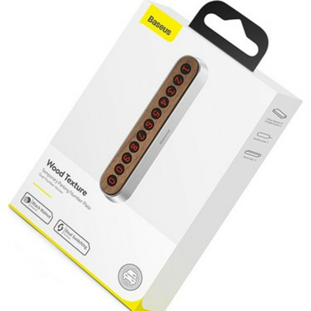 Паркувальна карта Baseus Wood Texture Temporary ParkingNumber Plate Dark gray Київ - фото 1