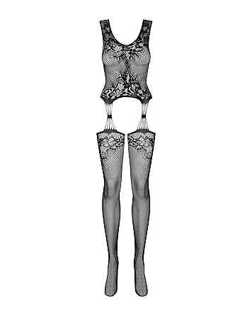 (SALE) Бодистокинг Obsessive Bodystocking F221 XL/XXL, силуэтный цветочный рисунок, имитация чулок Sex Aura Киев