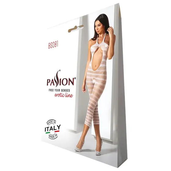 Сітчастий бодістокінг з відкритим животом Passion BS081 white Львів