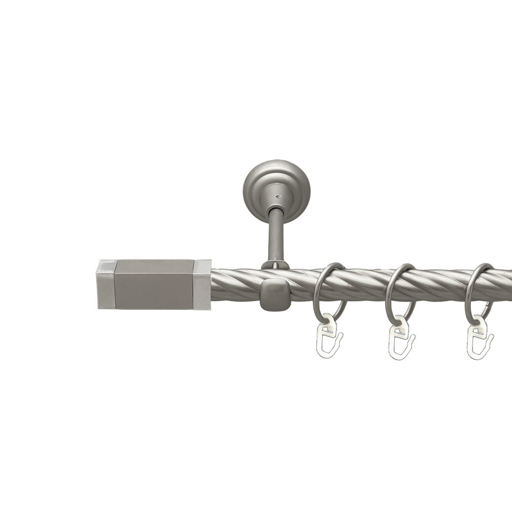 Карниз Orvit Квадро металевий однорядний відкритий скручена труба кільце металеве Сатин 19 мм 200 см Львов - изображение 1