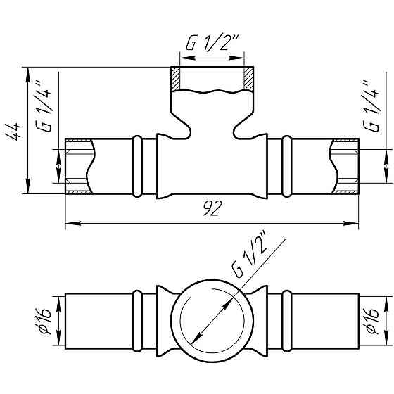 Трійник із внутрішньою різьбою прес APE ITALY AP 132 16х1/2″х16 (000001727) Київ