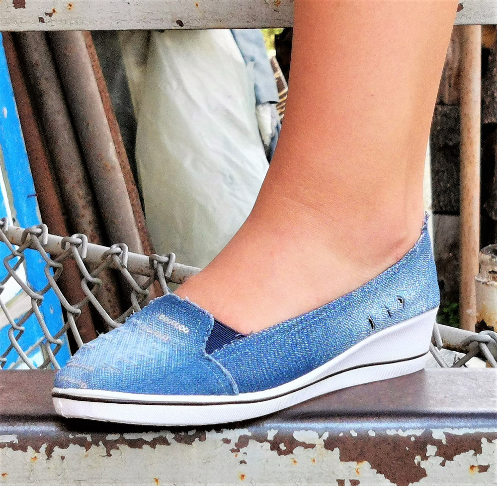 . Жіночі Мокасини Балетки на Танкетці Блакитні Джинсові Сині (розміри: 36,37,38,39,40) Дніпро - фото 7
