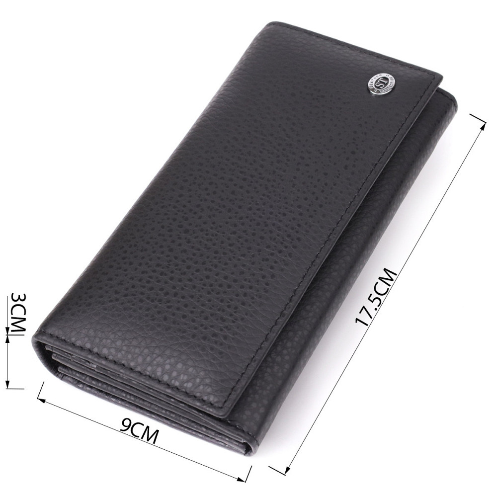 Жіночий вертикальний гаманець із натуральної шкіри ST Leather 23084 Чорний Київ - фото 3
