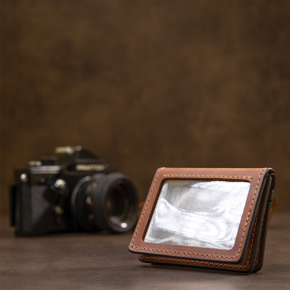 Шкіряна компактна візитниця Коричневий (GRANDE PELLE) Київ - фото 3