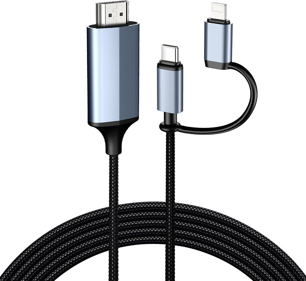 Кабель перехідник 2-в-1 Lightning / Type-C - HDMI 2м Луцьк - фото 1