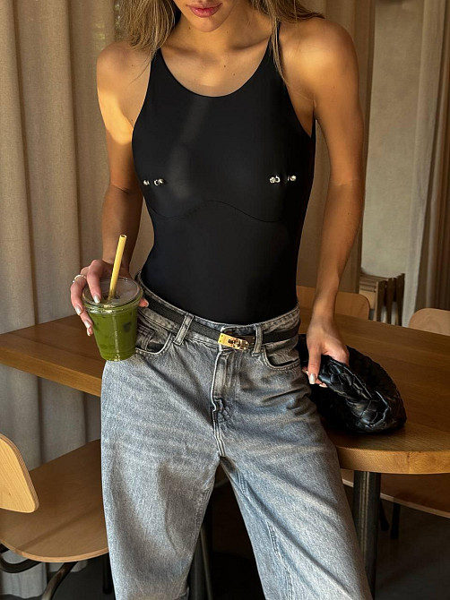 Женский стильный боди с имитацией пирсинга матовый бифлекс Одесса - изображение 3