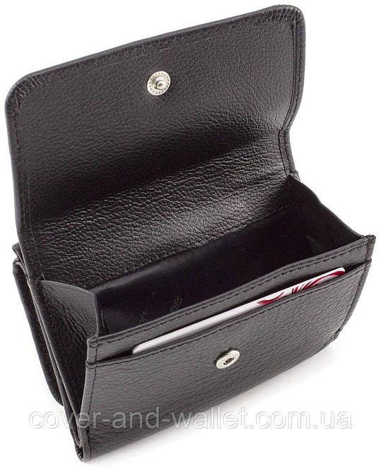 Маленький женский кошелек из натуральной кожи цвет черный ST Leather Киев - изображение 6