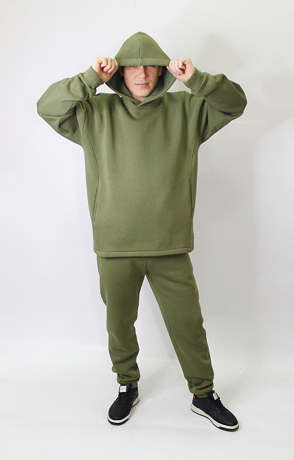 Чоловічий спортивний теплий костюм на флісі Хакі 50 Харків - фото 2