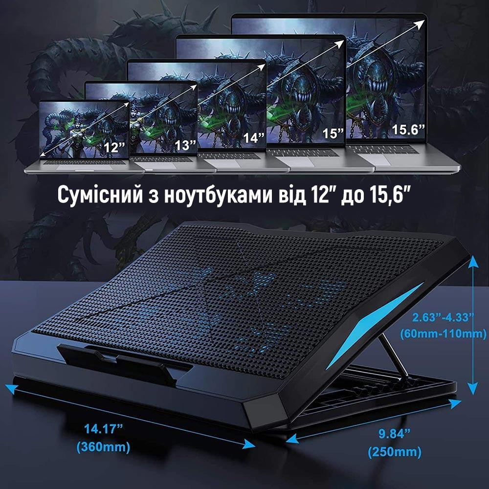 Охолоджувальна підставка для ноутбука ColorWay Cooling Laptop Q3, 10-17