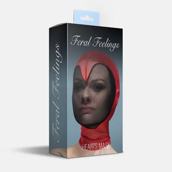 Маска серце сітка із повністю закритим обличчям Feral Feelings - Hearts Mask Red/Black Львів - фото 2