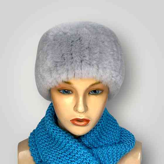 Меховая повязка на голову женская из кролика Rex Серый Харьков