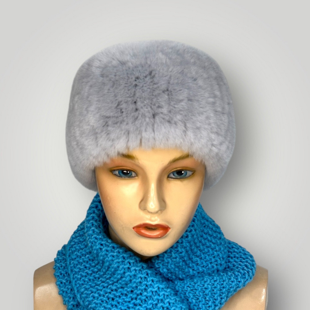 Меховая повязка на голову женская из кролика Rex Серый Харьков - изображение 1