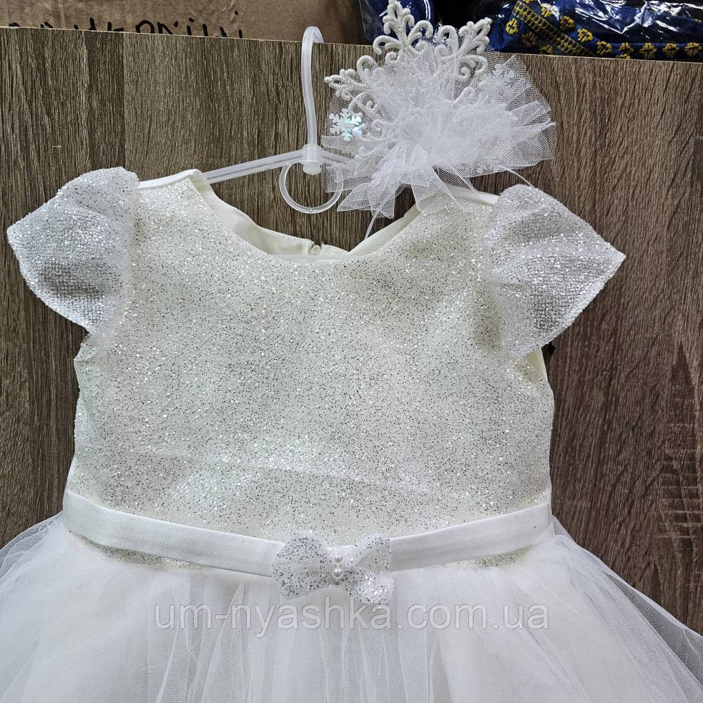 Сукня Сніжинка Молочне ошатне плаття для дівчинки з глітером Кривий Ріг - фото 3