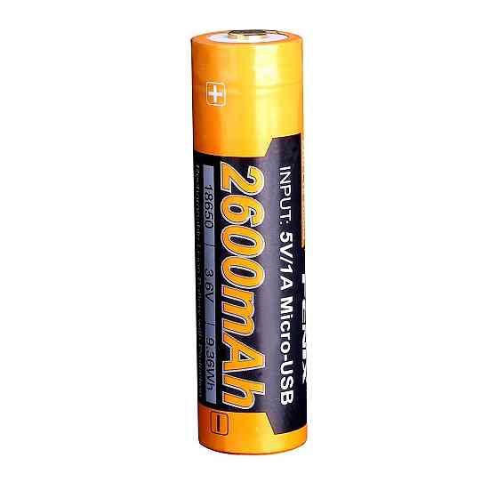 Аккумулятор 18650 Fenix 2600 mAh с micro-usb зарядкой (Черно-желтый) Киев
