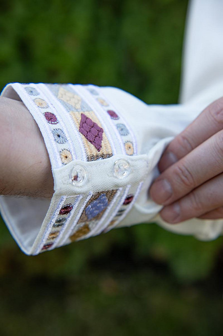 Вишиванка чоловіча, лляна, з довгим рукавом, молочна, лен - , топ Київ - фото 2