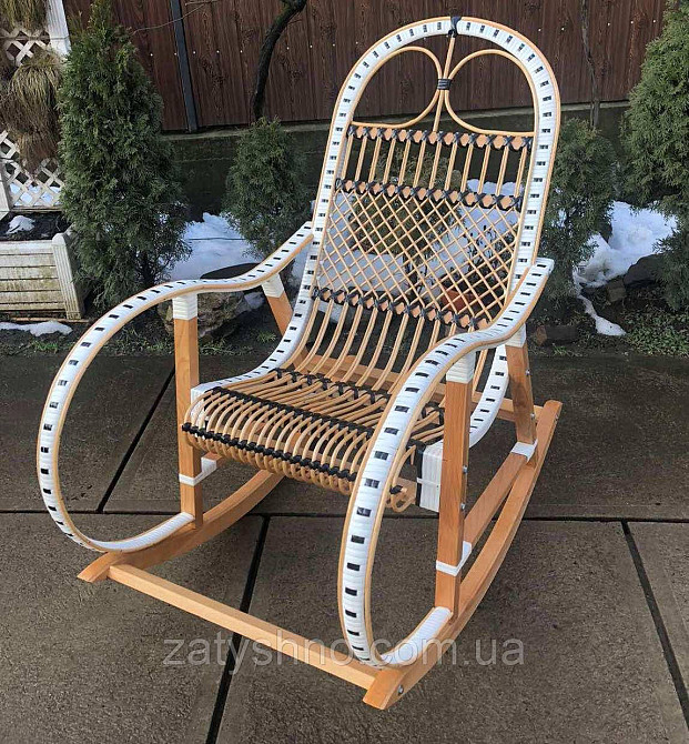 Кресло качалка белая с ротанга Киев - изображение 4