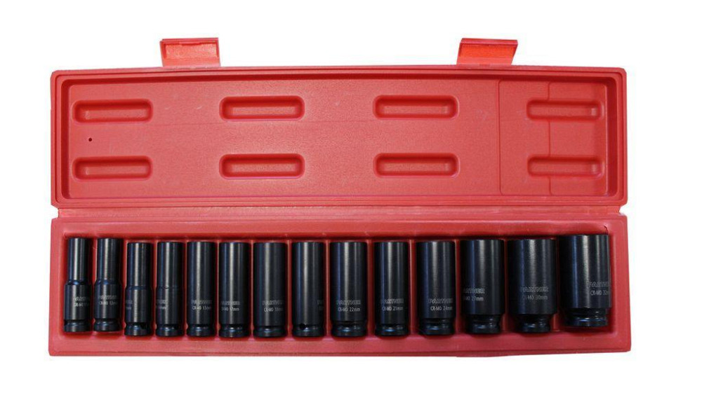 Набір головок ударних глибоких 14пр. 1/2" 6-гранні (11-15, 17-19, 21, 22, 24, 27, 30, 32мм) Partner PA-4141MPB Одеса - фото 6